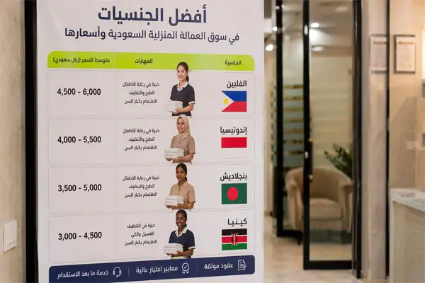 أفضل الجنسيات في سوق العمالة المنزلية السعودية وأسعارها